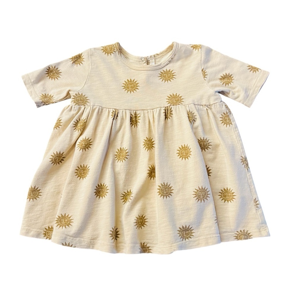 Rylee + Cru Cream and Gold Sunburst Kids Dress